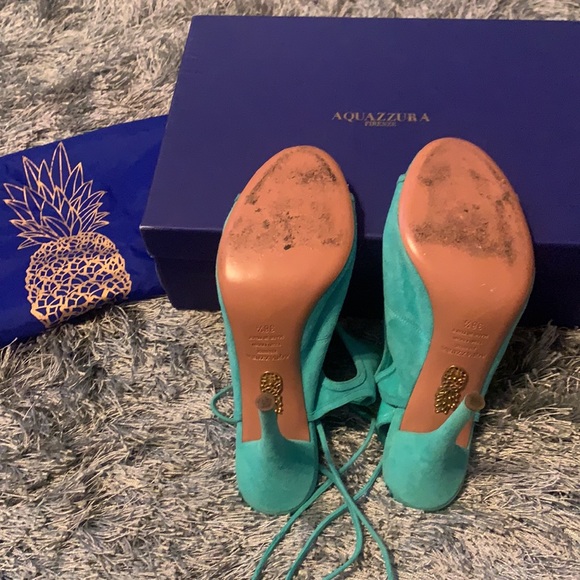 Aquazzura Signature Sandal, SEXY THING in Vivid Aqua. - Picture 3 of 5